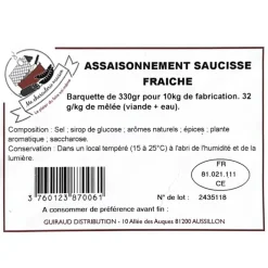 MA CHARCUTERIE MAISON ASSAISONNEMENT SAUCISSE FRAICHE SANS ADDITIFS 330GR> Faire Ses Charcuteries·Épices À Charcuteries