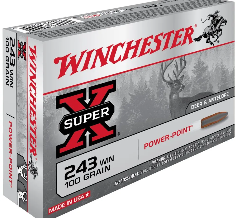 WINCHESTER BALLES 243WIN PP 100GR> Munitions Rayées Pour Le Grand Gibier·Balles 243 Winchester