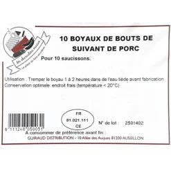 MA CHARCUTERIE MAISON BOYAUX DE BOUTS DE SUIVANT DE PORC X10> Faire Ses Charcuteries·Boyaux