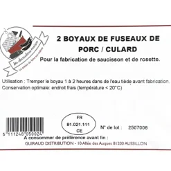 MA CHARCUTERIE MAISON BOYAUX DE FUSEAUX DE PORC X2> Faire Ses Charcuteries·Boyaux