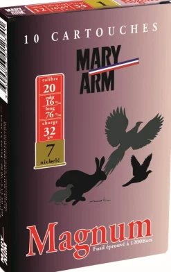 MARY ARM CARTOUCHES MAGNUM 20MAG 32G BJ NI X> Cartouches De Chasse Calibre 20·Cartouches De Plomb Bourre À Jupe 28G À 38G