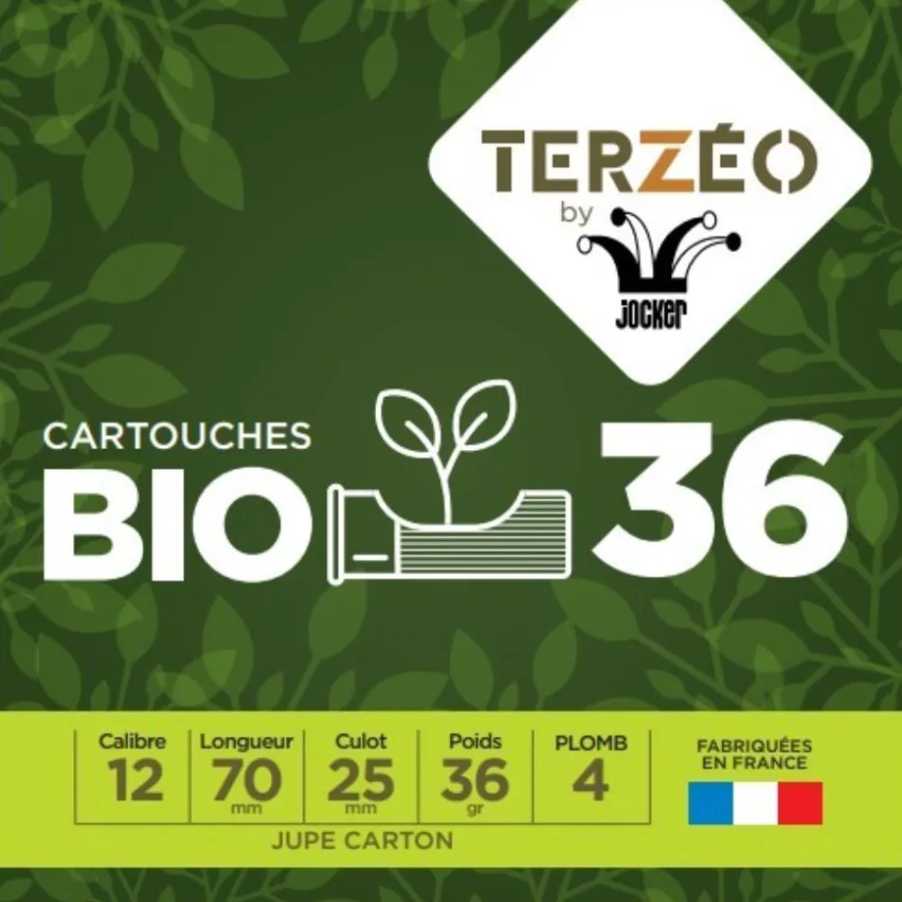 TERZEO CHASSEURS CARTOUCHES NEW BIO 36 12/70 36G> Cartouches De Chasse Calibre 12·Cartouches De Plomb Bourre Dégradable