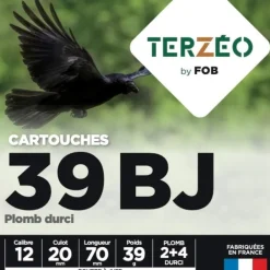 TERZEO CHASSEURS CARTOUCHES T&E 12/70 39G BJ X25> Cartouches De Chasse Calibre 12·Cartouches De Plomb Bourre À Jupe 37G À 42G
