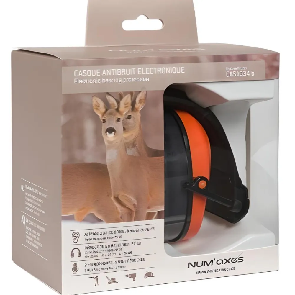 NUM'AXES NATURE CASQUE ELECTRONIQUE CAS1034 ORANGE> Protections Auditives·Casques De Protection Auditive