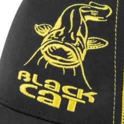 BLACK CAT CASQUETTE TRUCKER CAP NOIRE ET JAUNE><noscript><img width=