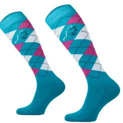 TERZEO CAVALIERS CHAUSSETTES A CARREAUX BLEUES>Femme Chaussettes D'Équitation·|Chaussettes D'Équitation·