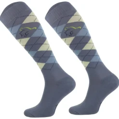 TERZEO CAVALIERS CHAUSSETTES A CARREAUX BLEUES JEANS>Femme Chaussettes D'Équitation·|Chaussettes D'Équitation·