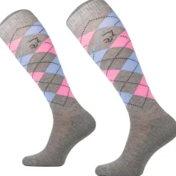 TERZEO CAVALIERS CHAUSSETTES A CARREAUX GRISES>Femme Chaussettes D'Équitation·|Chaussettes D'Équitation·