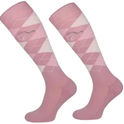 TERZEO CAVALIERS CHAUSSETTES A CARREAUX ROSES>Femme Chaussettes D'Équitation·|Chaussettes D'Équitation·