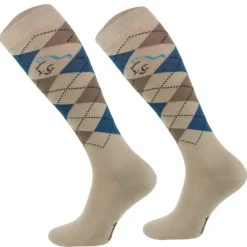 TERZEO CAVALIERS CHAUSSETTES A CARREAUX SABLES>Femme Chaussettes D'Équitation·|Chaussettes D'Équitation·