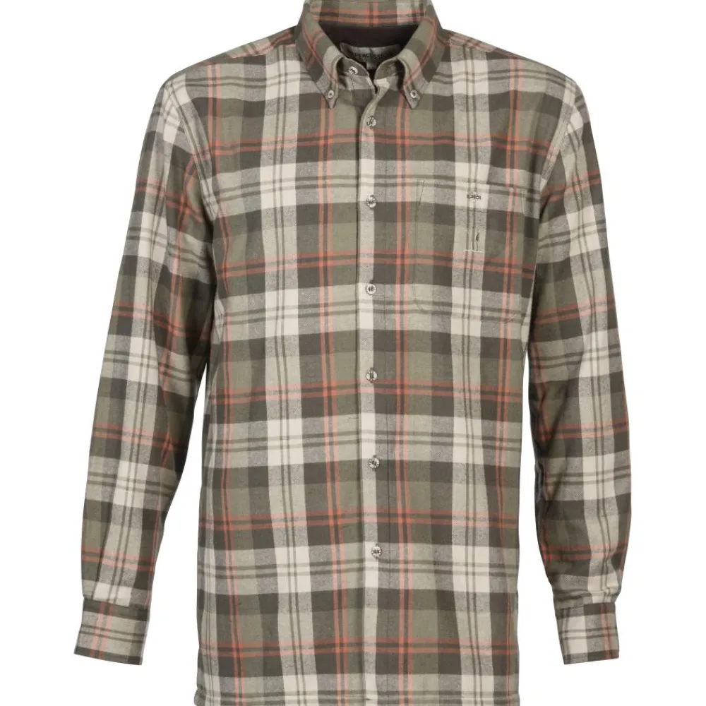 PERCUSSION CHEMISE DE CHASSE HOMME INVERNESS KAKI ORANGE>Homme Chemises De Chasse·Chemises Chaudes