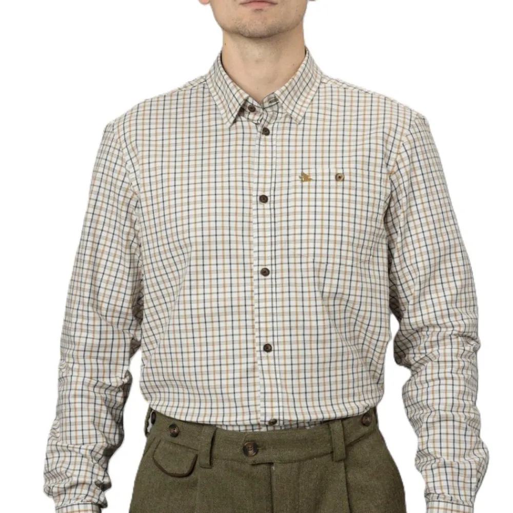SEELAND CHEMISE DE CHASSE HOMME OXFORD CLASSIC BLUE BROWN>Homme Chemises De Chasse·Chemises