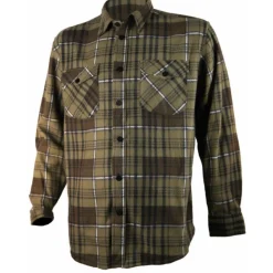 TREELAND CHEMISE DE CHASSE HOMME POLAIRE KAKI>Homme Chemises De Chasse·Chemises Chaudes