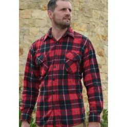 TREELAND CHEMISE DE CHASSE HOMME POLAIRE ROUGE><noscript><img width=