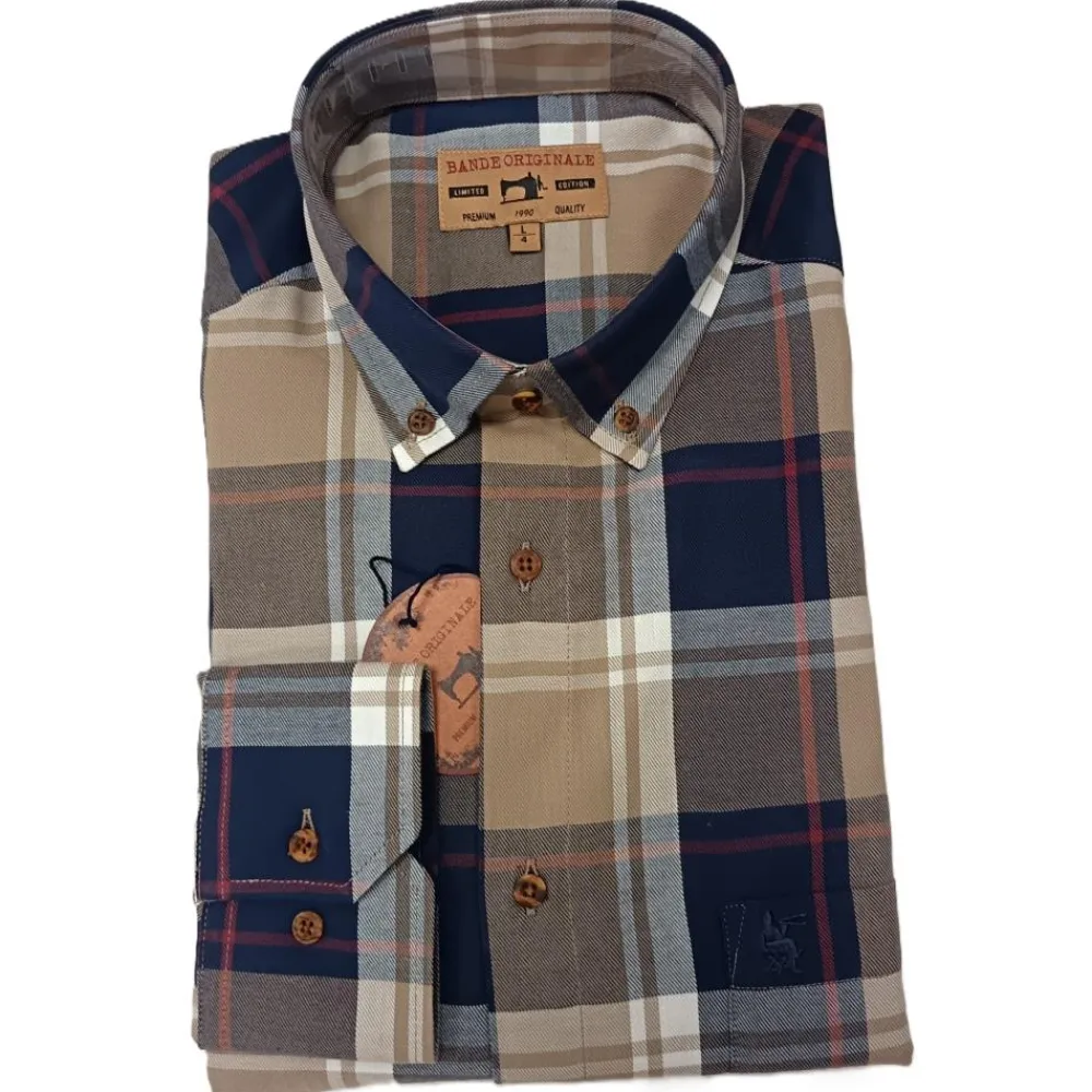 GIANI VALLI CHEMISE DE CHASSE HOMME SINTRA MARINE>Homme Chemises De Chasse·Chemises