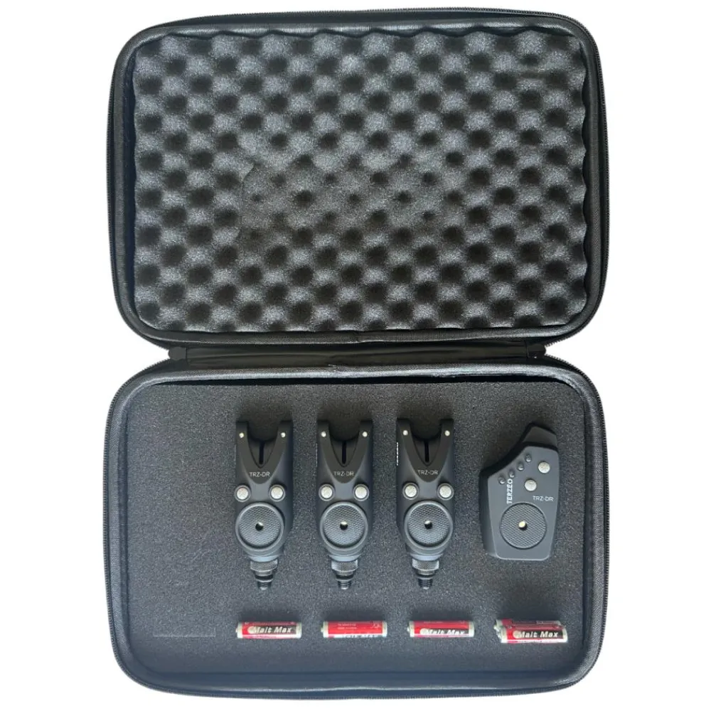 TERZEO PÊCHEURS COFFRET 3 DETECTEURS + CENTRALE TRZ-DR> Détecteurs De Touche Carpe·Coffrets De Détecteurs