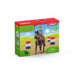 SCHLEICH COFFRET COWGIRL ET TONNEAUX DE RACING><noscript><img width=