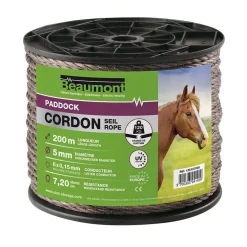 BEAUMONT CORDON 5MM MARRON PADDOCK 200M> Conducteurs De Clôture·Cordelettes Électriques|Conducteurs De Clôture·Cordelettes Électriques
