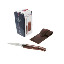 JEAN DUBOST COUTEAU LE POCHE MANCHE BOIS DE VIOLETTE+ETUI EN CUIR><noscript><img width=