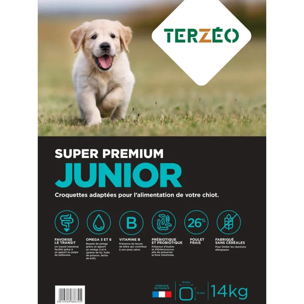 TERZEO VOS ANIMAUX CROQUETTE SUPER PREMIUM JUNIOR 14KG> Alimentation·Croquettes Chiot|Alimentation·Croquettes Chiot