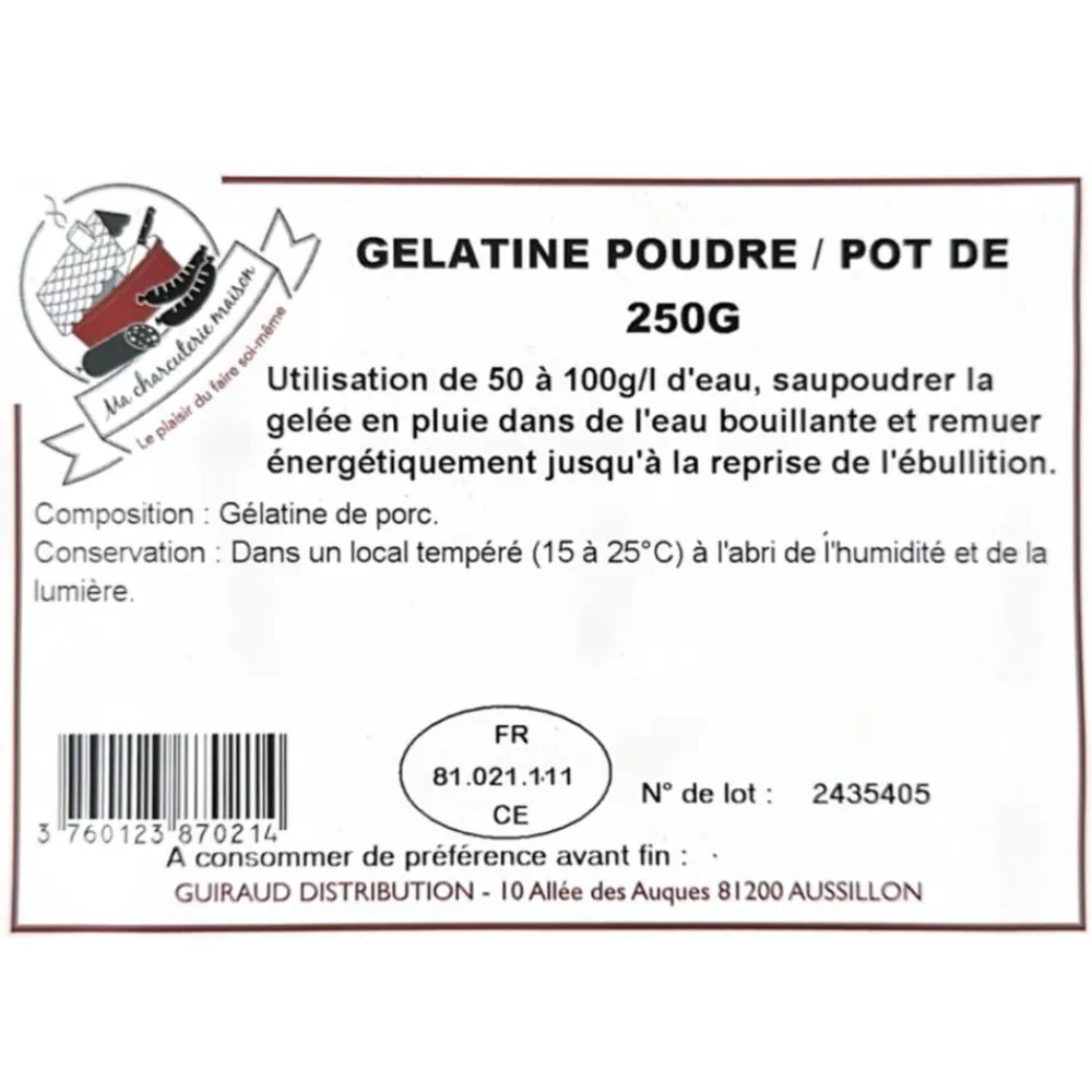 MA CHARCUTERIE MAISON GELATINE AMBRE NEUTRE EN POUDRE> Faire Ses Charcuteries·Gélatine