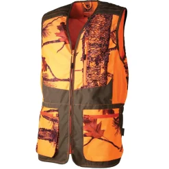 SOMLYS GILET DE CHASSE HOMME CLASSY G3 CAMO ORANGE>Homme Vêtements & Accessoires Blaze·Gilets De Chasse Epi Orange Fluo