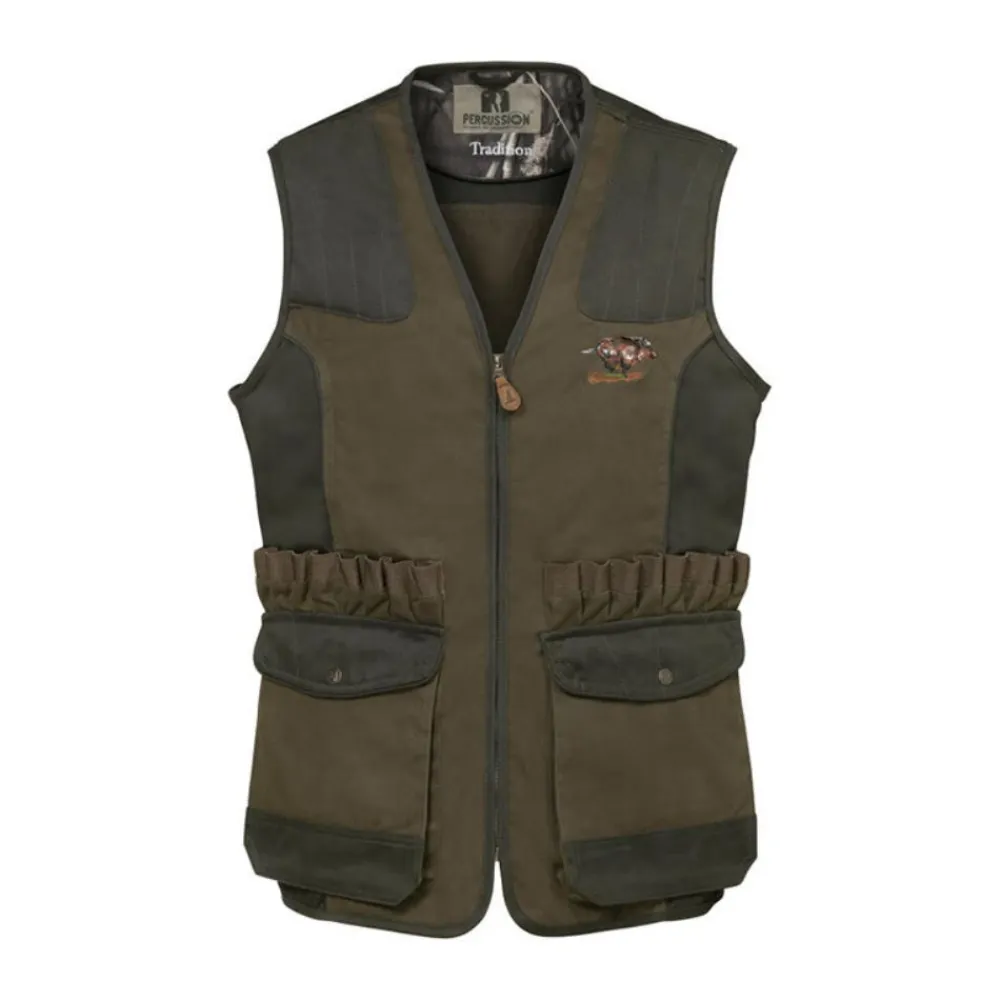 PERCUSSION GILET TRADITION SANGLIER KAKI CLAIR>Homme Gilets De Chasse·Gilets De Chasse
