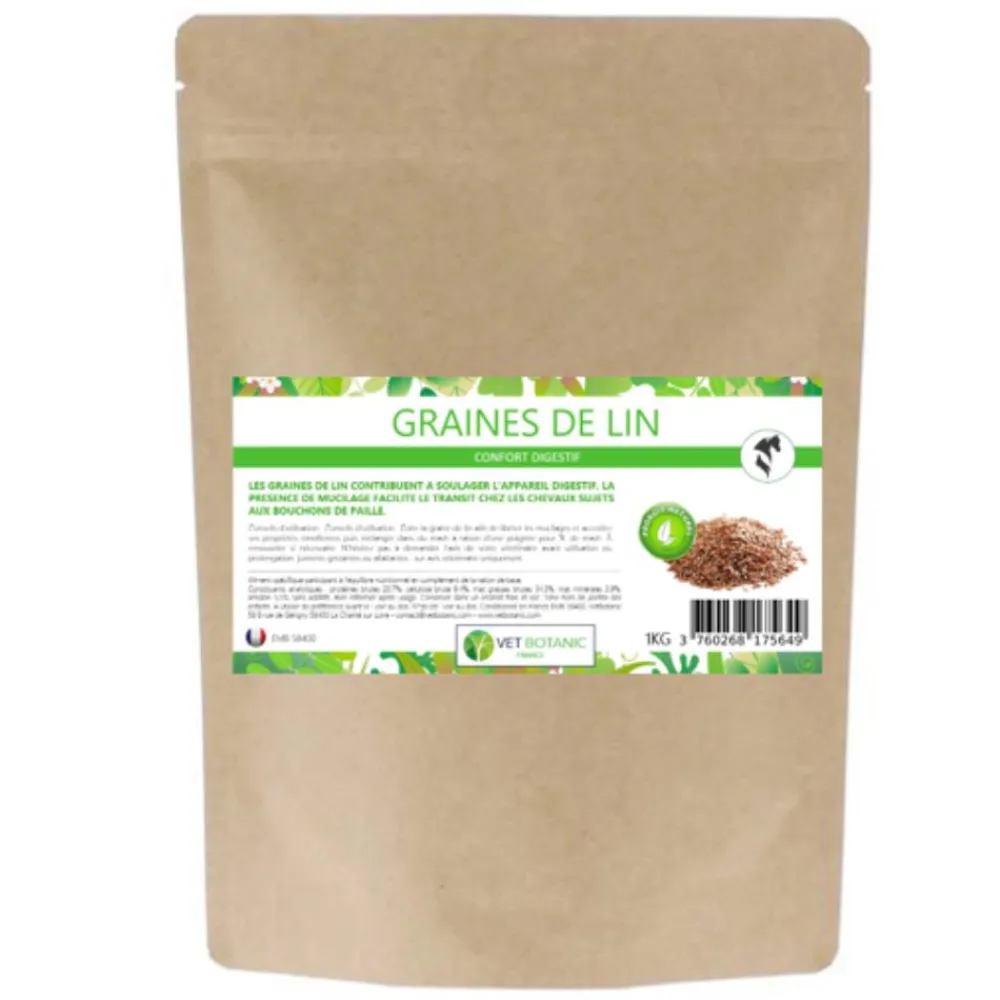 VET BOTANIC GRAINES DE LIN NON CUITES> Aliments Complémentaires·Aliments Complémentaires Digestion|Compléments Alimentaires·Compléments Graines