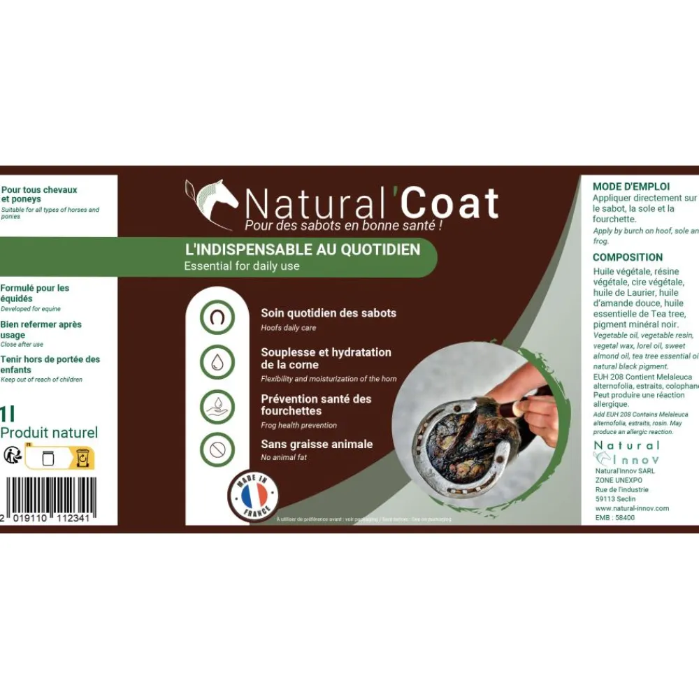 NATURAL INNOV GRAISSE NATURAL'COAT NOIR> Soins Des Pieds·Onguents Et Huiles Sabots