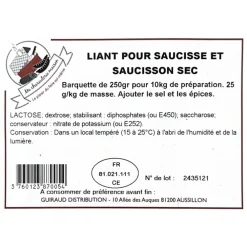 MA CHARCUTERIE MAISON LIANT POUR SAUCISSE & SAUCISSON SEC125G> Faire Ses Charcuteries·Épices À Charcuteries