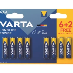 VARTA PILE AAA/LR03 LONGLIFE POWER 6+2GRATUIT> Piles Et Batteries·Piles|Éclairage·