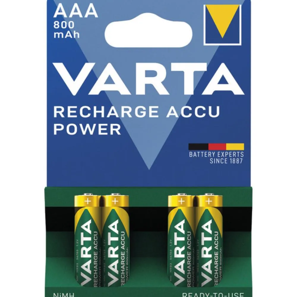 VARTA PILE AAA/R03 RECHARGEABLE X4 800MAH> Piles Et Batteries·Piles|Éclairage·