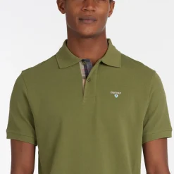 BARBOUR POLO PIQUE TARTAN BURNT OLIVE><noscript><img width=