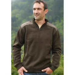 LMA PULL COL ZIP ARIZONA MARRON>Homme Pulls Et Sweats·Pulls
