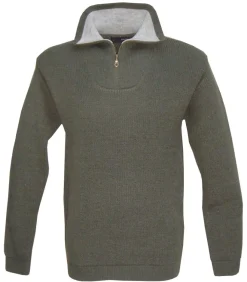 KALAHARI PULL COL ZIP CAMIONNEUR KAKI>Homme Pulls & Sweats De Chasse·Pulls
