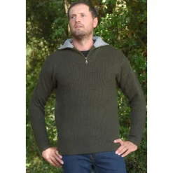 KALAHARI PULL COL ZIP CAMIONNEUR KAKI><noscript><img width=