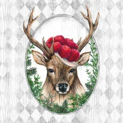AMBIENTE SERVIETTE CERF DANS CADRE> Art De La Table Et Vaisselle·Serviettes Papier Et Toiles Cirées