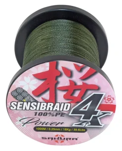 SAKURA TRESSE SENSIBRAID 4 VERTE 1000M 50/100> Montages Silure·Nylons Et Tresses Silure